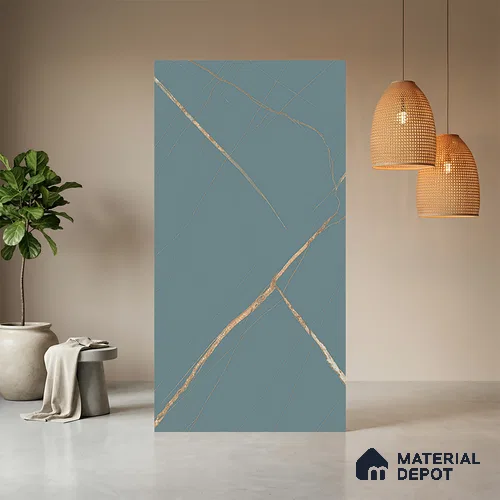 Blue Marble Look LM 20989 8 ft x 4 ft Matte Finish Decorative Laminate - 1 mm | Suitable for TV Unit, Wardrobe, Kitchen Cabinets