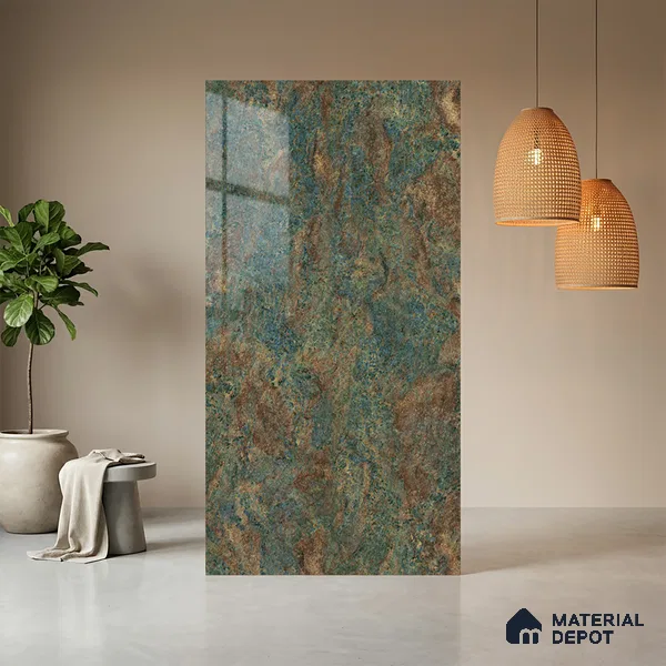 Brown Marble Look LM 20992 8 ft x 4 ft High Gloss Finish Decorative Laminate - 1 mm | Suitable for TV Unit, Wardrobe, Kitchen Cabinets