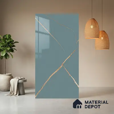 Blue Marble Look LM 20999 8 ft x 4 ft High Gloss Finish Decorative Laminate - 1 mm | Suitable for TV Unit, Wardrobe, Kitchen Cabinets