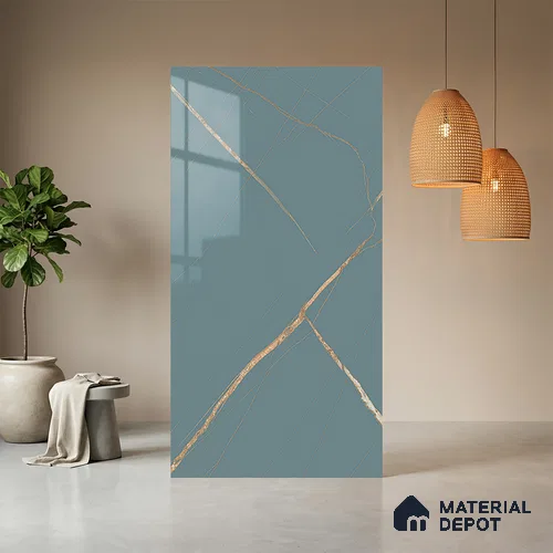 Blue Marble Look LM 20999 8 ft x 4 ft High Gloss Finish Decorative Laminate - 1 mm | Suitable for TV Unit, Wardrobe, Kitchen Cabinets