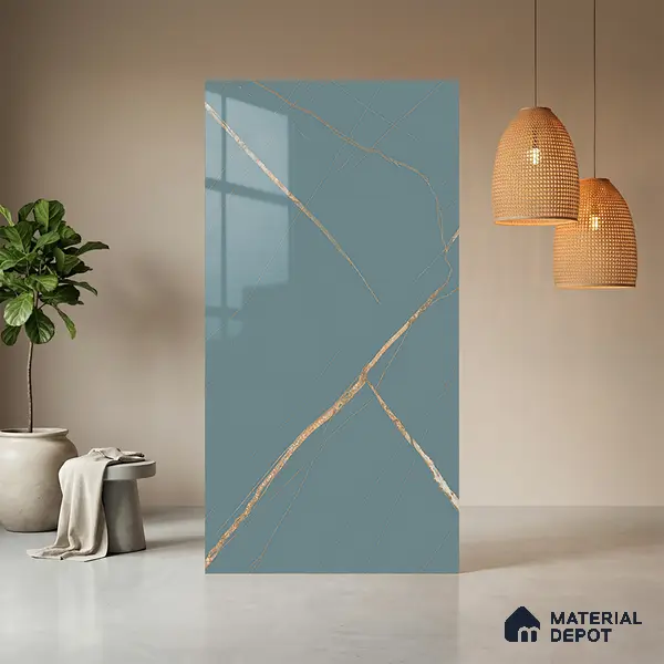 Blue Marble Look LM 20999 8 ft x 4 ft High Gloss Finish Decorative Laminate - 1 mm | Suitable for TV Unit, Wardrobe, Kitchen Cabinets