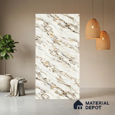 White Marble Look LM 21006 8 ft x 4 ft Matte Finish Decorative Laminate - 1 mm | Suitable for TV Unit, Wardrobe, Kitchen Cabinets