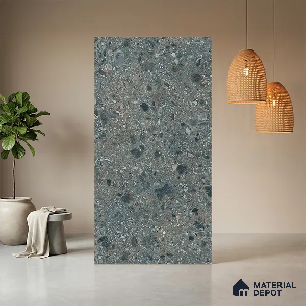 Grey Terrazzo Look LM 21015 8 ft x 4 ft Texture Finish Decorative Laminate - 1 mm | Suitable for TV Unit, Wardrobe, Kitchen Cabinets