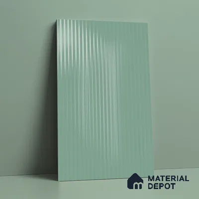 Fluted Solid Color Look LM 21062 B Aqua Flute High Gloss Finish 8 ft x 4 ft Decorative Laminate - 1 mm | Suitable for TV Unit, Wardrobe, Kitchen Cabinets