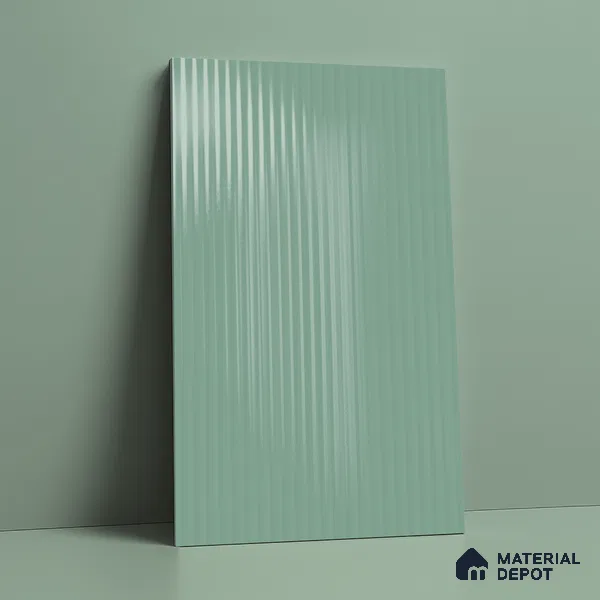 Fluted Solid Color Look LM 21062 B Aqua Flute High Gloss Finish 8 ft x 4 ft Decorative Laminate - 1 mm | Suitable for TV Unit, Wardrobe, Kitchen Cabinets