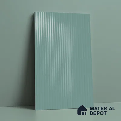 Fluted Solid Color Look LM 21064 B Breezy Blue High Gloss Finish 8 ft x 4 ft Decorative Laminate - 1 mm | Suitable for TV Unit, Wardrobe, Kitchen Cabinets