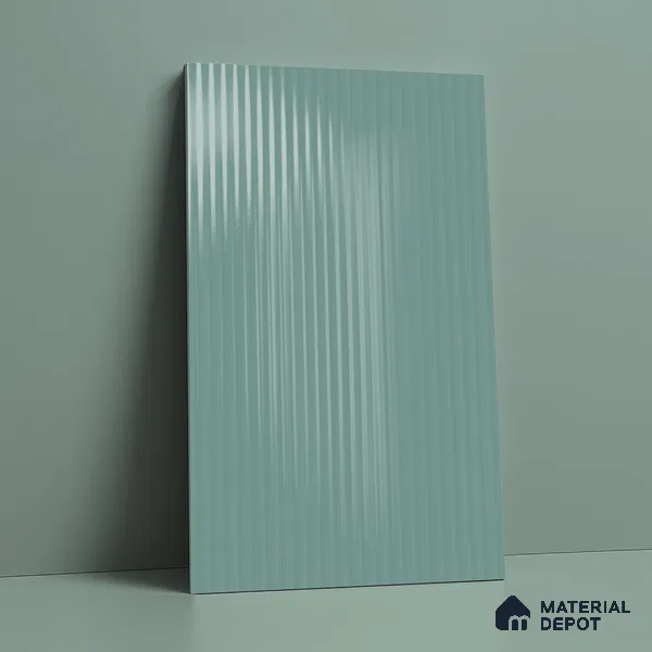 Fluted Solid Color Look LM 21064 B Breezy Blue High Gloss Finish 8 ft x 4 ft Decorative Laminate - 1 mm | Suitable for TV Unit, Wardrobe, Kitchen Cabinets