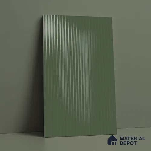 Fluted Solid Color Look LM 21066 C Mint Flute High Gloss Finish 8 ft x 4 ft Decorative Laminate - 1 mm | Suitable for TV Unit, Wardrobe, Kitchen Cabinets