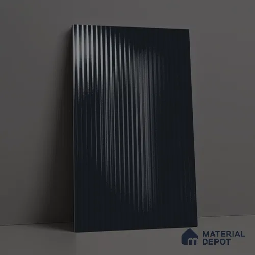 Fluted Solid Color Look LM 21070 C Midnight Navy High Gloss Finish 8 ft x 4 ft Decorative Laminate - 1 mm | Suitable for TV Unit, Wardrobe, Kitchen Cabinets