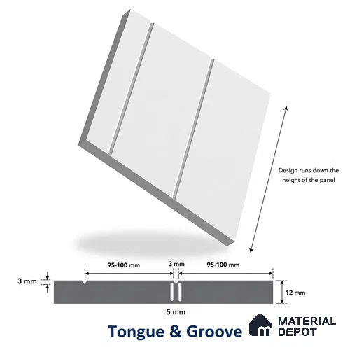 Linea Groove Wall 8 ft x 4 ft CNC Made HDHMR Panel - 12 mm