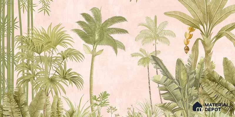 A Jungle Village, Nature Theme Wallpaper, Customised Sukoon Series Canvas Nature Design (Customised Size Wallpaper)