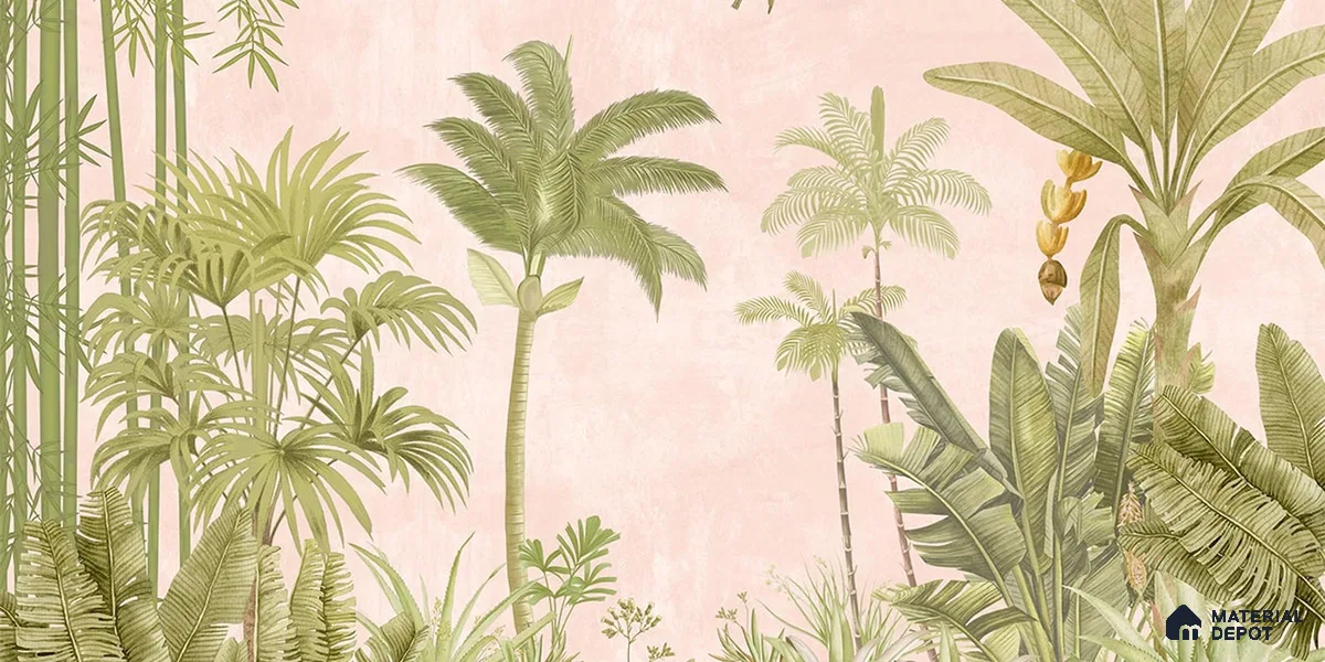 A Jungle Village, Nature Theme Wallpaper, Customised Sukoon Series Canvas Nature Design (Customised Size Wallpaper)