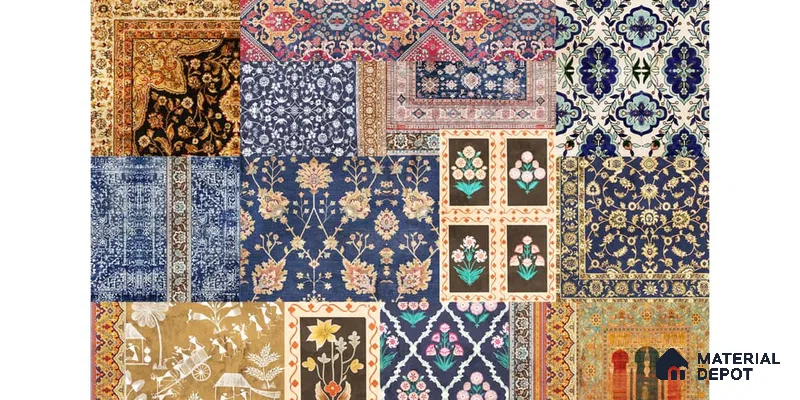 Banaras, Indian Carpet Design Customised Wallpaper Sukoon Series Canvas Patterned Design (Customised Size Wallpaper)