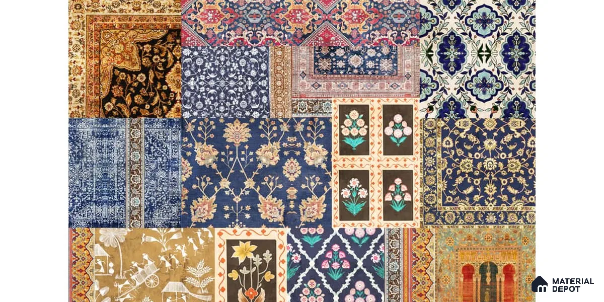 Banaras, Indian Carpet Design Customised Wallpaper Sukoon Series Canvas Patterned Design (Customised Size Wallpaper)