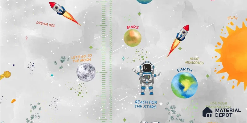 Customized Space Theme Wallpaper Design for Kids Room Sparkla N Shine Series Soft Feel Space Design (Customised Size Wallpaper)