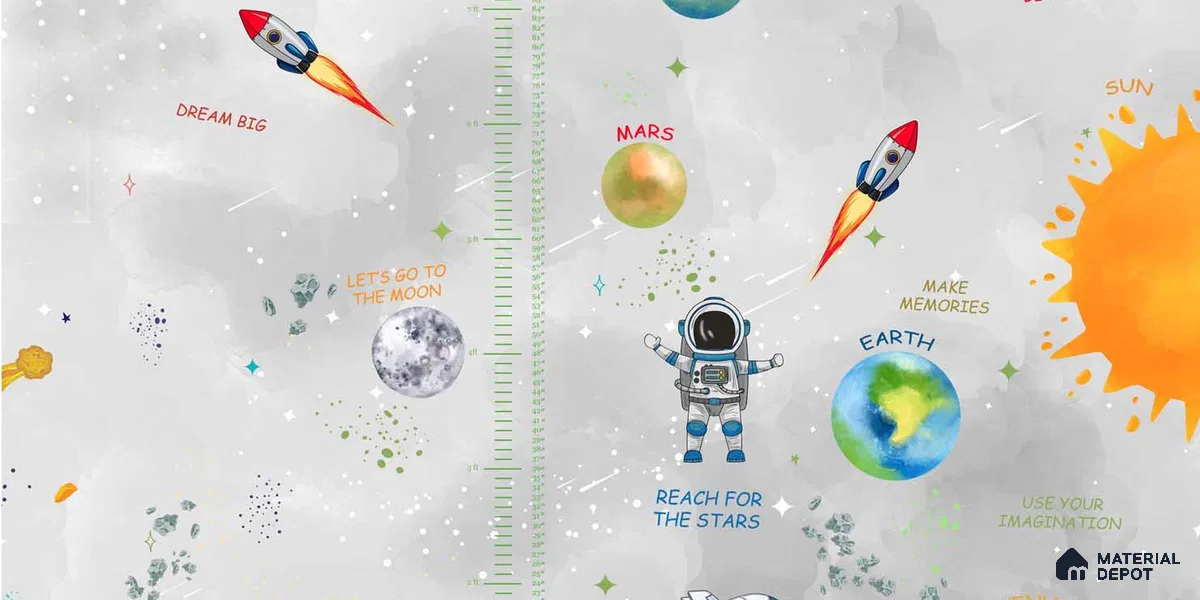 Customized Space Theme Wallpaper Design for Kids Room Sparkla N Shine Series Soft Feel Space Design (Customised Size Wallpaper)