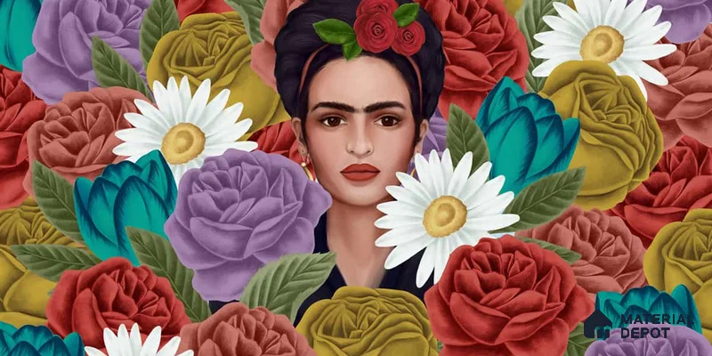 Frida Kahlo Modern Customized Floral Wallpaper - Canvas