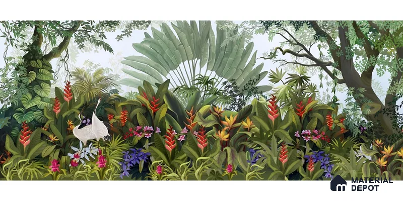Island Breeze, Tropical Wallpaper for Rooms, Customised Sukoon Series Handmade Tropical Design (Customised Size Wallpaper)