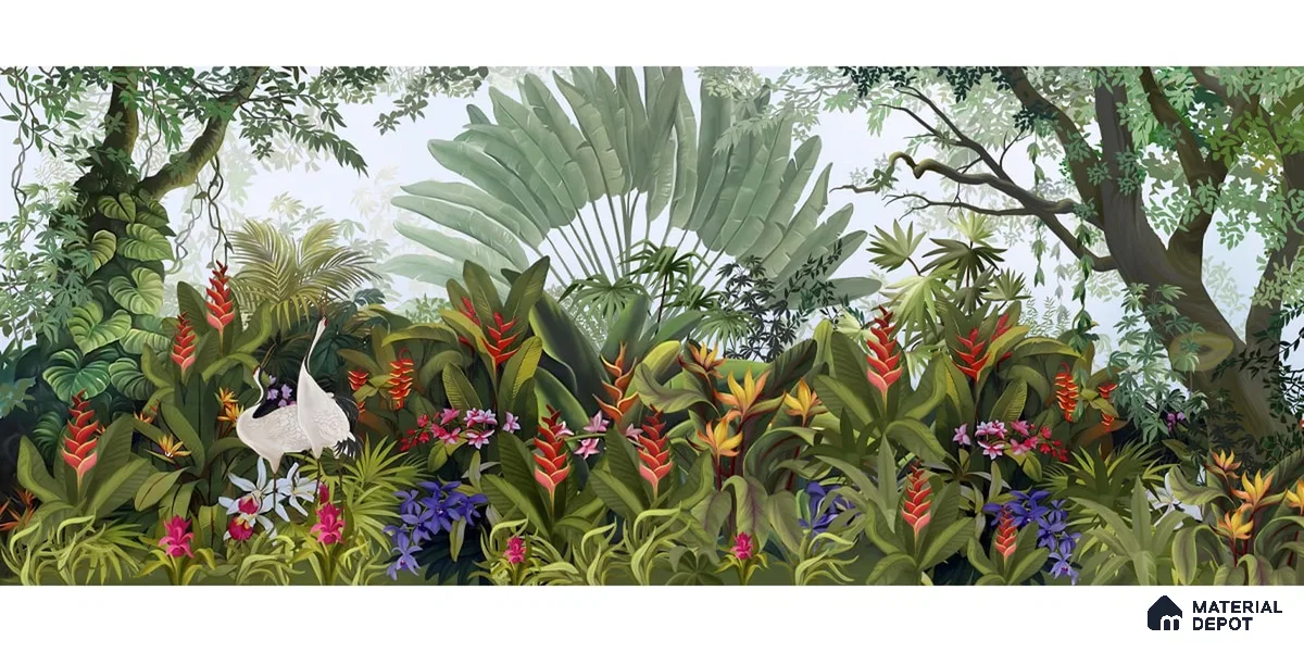 Island Breeze, Tropical Wallpaper for Rooms, Customised Sukoon Series Handmade Tropical Design (Customised Size Wallpaper)