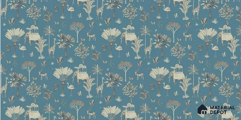 Itihaas, Indian Theme Room Wallpaper, Blue Sukoon Series Canvas Patterned Design (Customised Size Wallpaper)