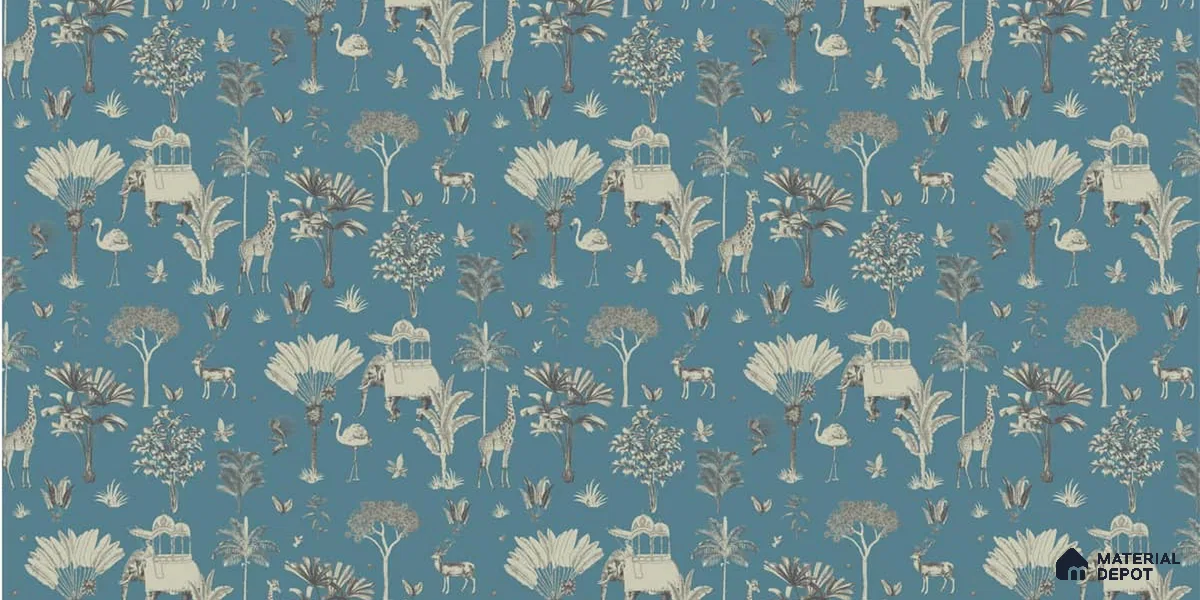 Itihaas, Indian Theme Room Wallpaper, Blue Sukoon Series Canvas Patterned Design (Customised Size Wallpaper)