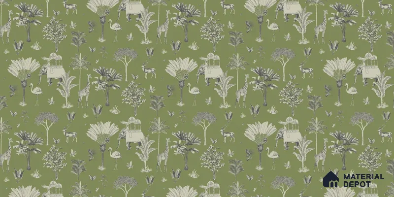 Itihaas, Indian Theme Room Wallpaper, Green Sukoon Series Handmade Patterned Design (Customised Size Wallpaper)