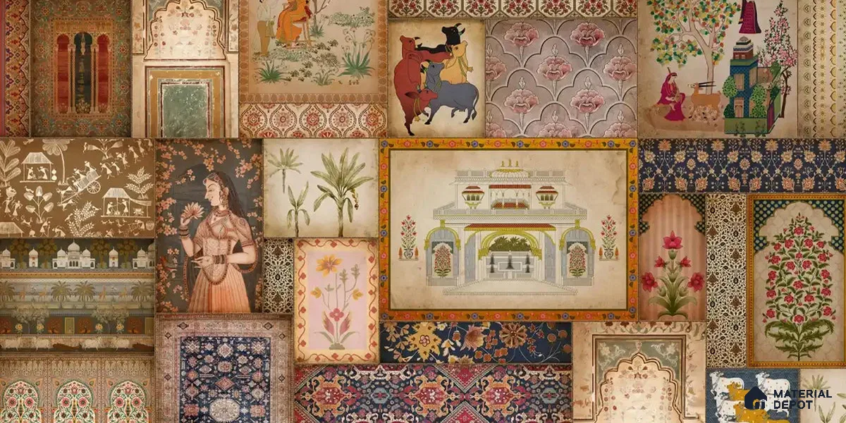 Kahani, Indian Art Theme Wallpaper, Customised Sukoon Series Handmade Abstract Design (Customised Size Wallpaper)