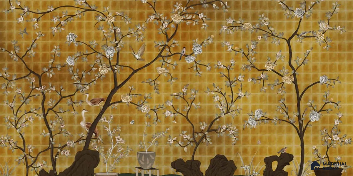 Oriental Garden, Chinoiserie Wall Wallpaper Sukoon Series Handmade Chinoserie Design (Customised Size Wallpaper)