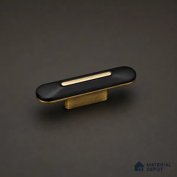 Ottr Zinc Cabinet Handle HA 00163 E Antique Brass Black Finish - 160mm | 2 Years Warranty