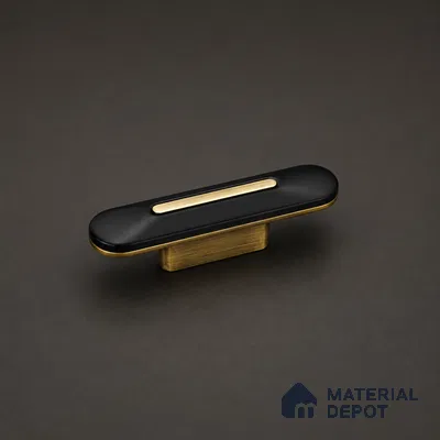 Ottr Zinc Cabinet Handle HA 00163 D Antique Brass Black Finish - 32mm | 2 Years Warranty