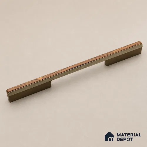 Ottr Aluminium Cabinet Handle HA 00171 L Champagne Wood Finish - 256mm | 2 Years Warranty