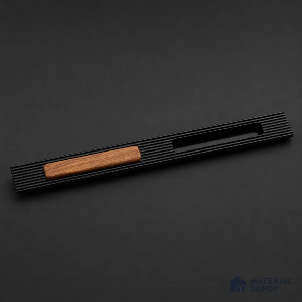 Ottr Aluminium Concealed Handle HA 00206 L Black Wood Finish - 300mm | 2 Years Warranty