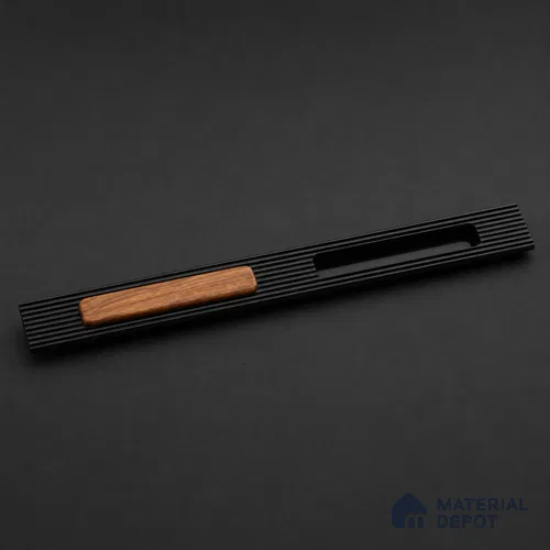 Ottr Aluminium Concealed Handle HA 00206 M Black Wood Finish - 450mm | 2 Years Warranty