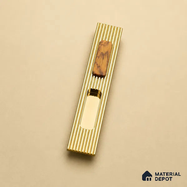Ottr Aluminium Concealed Handle HA 00206 I PVD Gold Wood Finish - 600mm | 2 Years Warranty