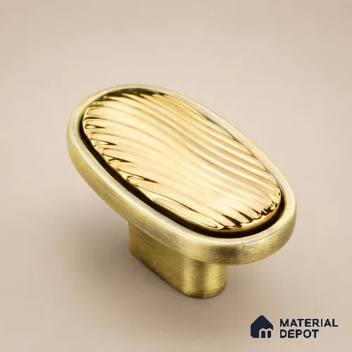Ottr Zinc Knob HA 00214 D Antique Brass Gold Finish - Standard | 2 Years Warranty
