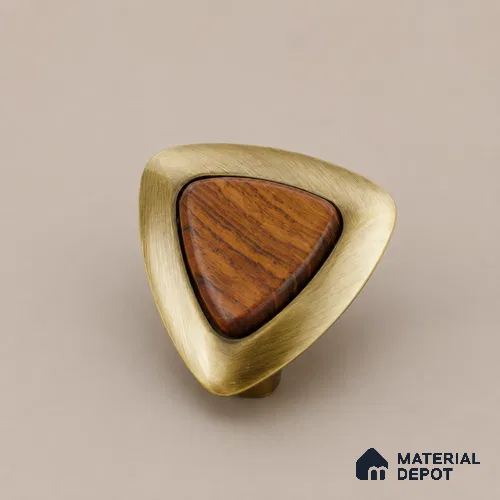 Ottr Zinc Knob HA 00227 C Antique Brass Wood Finish - Standard | 2 Years Warranty