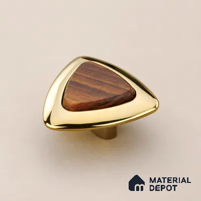 Ottr Zinc Knob HA 00227 B PVD Gold Wood Finish - Standard | 2 Years Warranty