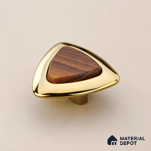 Ottr Zinc Knob HA 00227 B PVD Gold Wood Finish - Standard | 2 Years Warranty