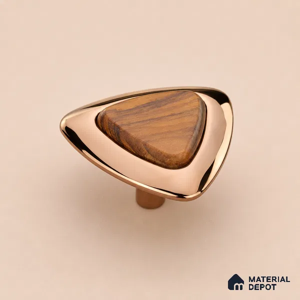 Ottr Zinc Knob HA 00227 PVD Rose Gold Wood Finish - Standard | 2 Years Warranty