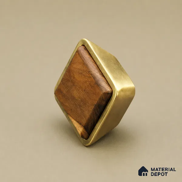 Ottr Zinc Knob HA 00228 C Antique Brass Wood Finish - Standard | 2 Years Warranty