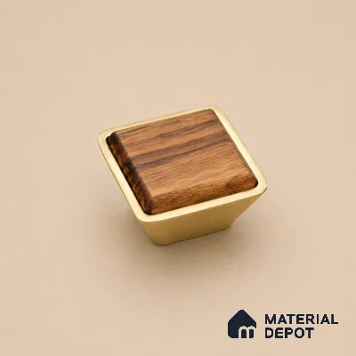 Ottr Zinc Knob HA 00228 B PVD Gold Wood Finish - Standard | 2 Years Warranty