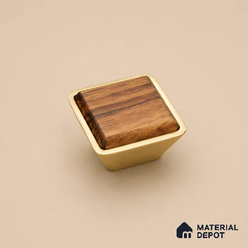 Ottr Zinc Knob HA 00228 B PVD Gold Wood Finish - Standard | 2 Years Warranty