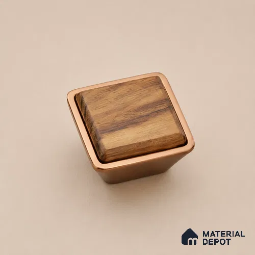 Ottr Zinc Knob HA 00228 PVD Rose Gold Wood Finish - Standard | 2 Years Warranty