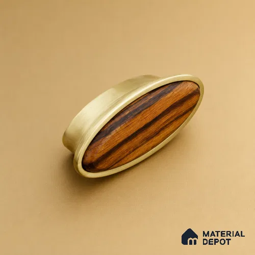 Ottr Zinc Knob HA 00229 C Antique Brass Wood Finish - Standard | 2 Years Warranty