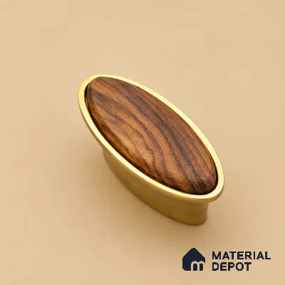 Ottr Zinc Knob HA 00229 B PVD Gold Wood Finish - Standard | 2 Years Warranty
