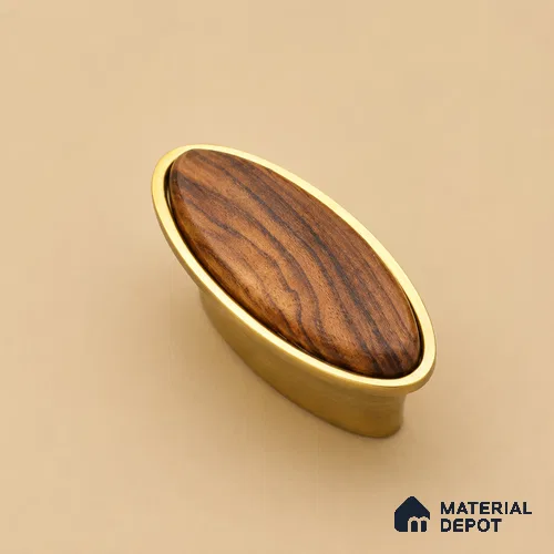 Ottr Zinc Knob HA 00229 B PVD Gold Wood Finish - Standard | 2 Years Warranty