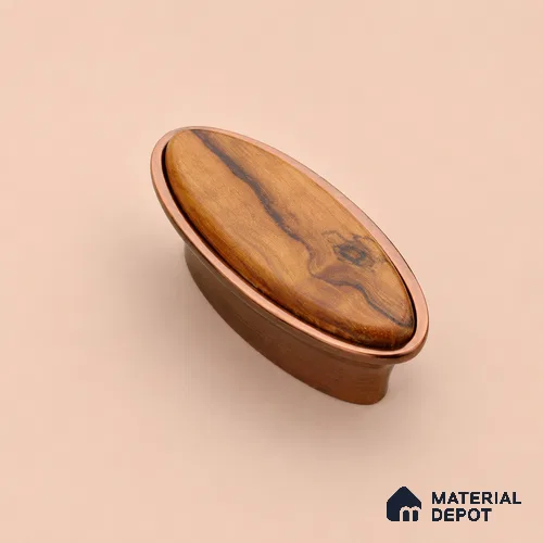 Ottr Zinc Knob HA 00229 PVD Rose Gold Wood Finish - Standard | 2 Years Warranty