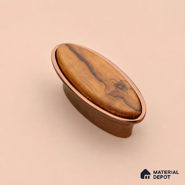 Ottr Zinc Knob HA 00229 PVD Rose Gold Wood Finish - Standard | 2 Years Warranty