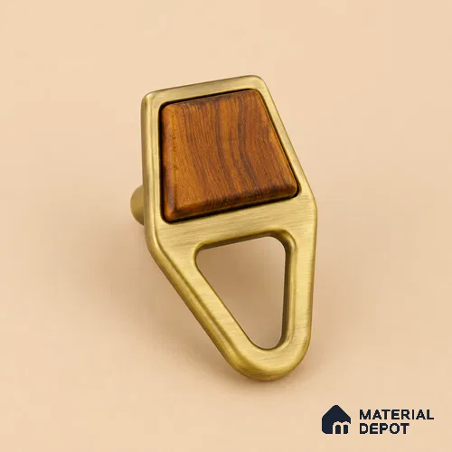 Ottr Zinc Knob HA 00230 C Antique Brass Wood Finish - Standard | 2 Years Warranty