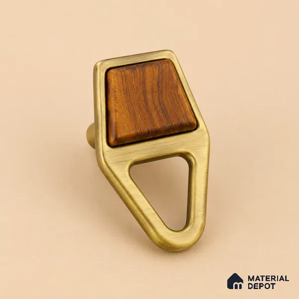 Ottr Zinc Knob HA 00230 C Antique Brass Wood Finish - Standard | 2 Years Warranty